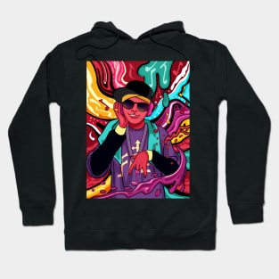 Flowing Candy Color Hip Hop Boy Listening To Music Hoodie